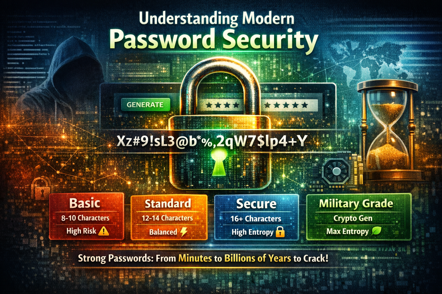 modern password security concept showing strong password generation and digital protection